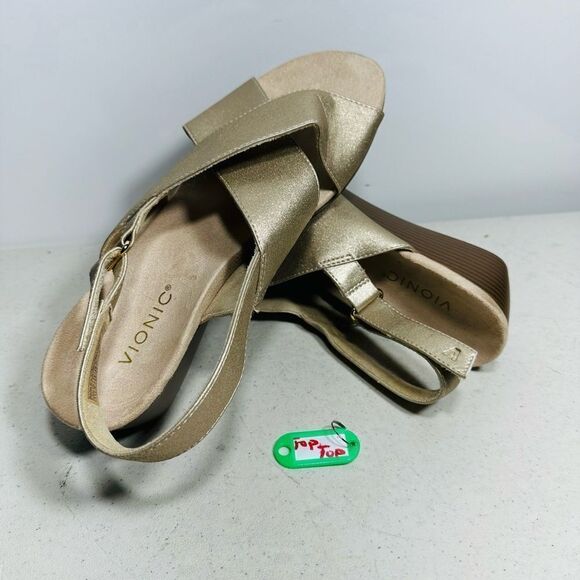 Vionic Gold McKenna Metallic Sandal Women Size -11 new - Picture 1 of 8